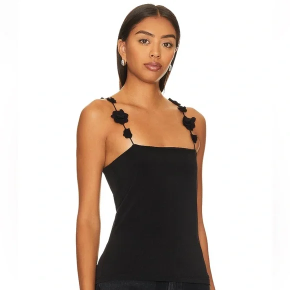 NWT Musier Paris Ballata Top with Flower Straps in Black - Picture 2 of 4